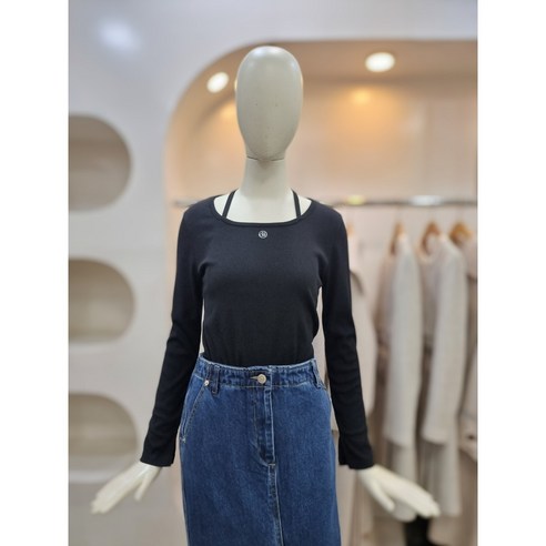 온앤온 스퀘어넥 끈 골지티 NJW4SE207