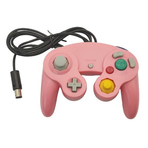 YJQ 클래식 유선 게임 컨트롤러 게임 패드 조이스틱 원격 NGC GameCube 콘솔 게임 컨트롤러 패드, Pink