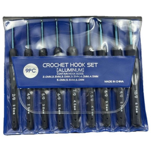 케이투엠 모사용 코바늘 9종 뜨개질 도구 세트 + 돗바늘 6개 + 꽈배기바늘 3개, 1세트, 다크 블루