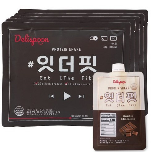 델리스푼 단백질 쉐이크 잇더핏 더블초코맛, 40g, 35개