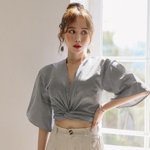 벤디스 포카리 크롭 숏 셔츠 비치 커버업 비치웨어