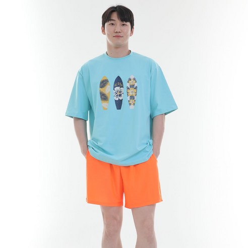 일루소 플라워 보드 오버핏 반팔 남성용 래쉬가드