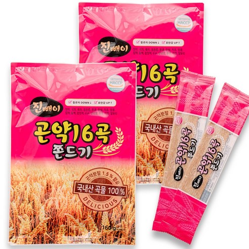 진빼이 국내산 16곡물 곤약쫀드기, 10개, 160g