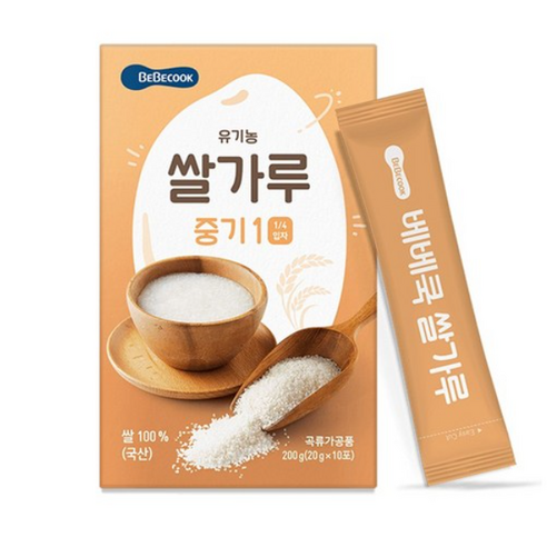 베베쿡 유기농 이유식 쌀가루 중기1, 200g, 1개 200g × 1개 섬네일