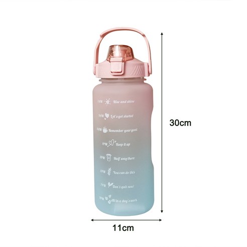 2L Portable Large-Capacity Water Bottle Time Marker Leak-Proof BPA Frosted Cup For Outdoor Sports Dr, 하나, PinkWaterBottle