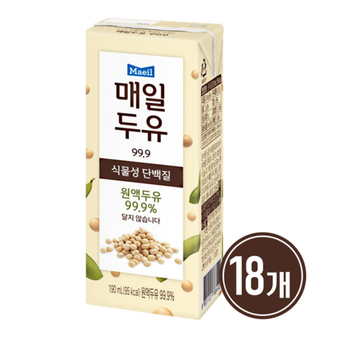 매일유업 매일두유 99.9, 190ml, 18개