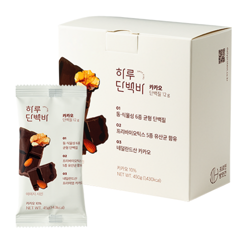 프로틴방앗간 하루단백바 카카오, 45g, 10개