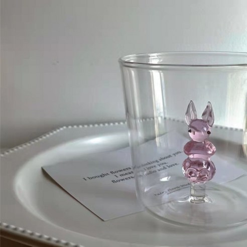 【커피잔】귀여운 간단한 내열성 물 컵 입체 유리 커플 컵 생일 선물 가정용 컵 머그잔, 귀여운