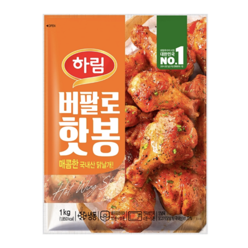 하림 버팔로 봉 핫봉 1kg x 2 코스트코 냉동 양념 로스트 핫 치킨 윙봉 치킨 봉 골드, 1kg x 2개