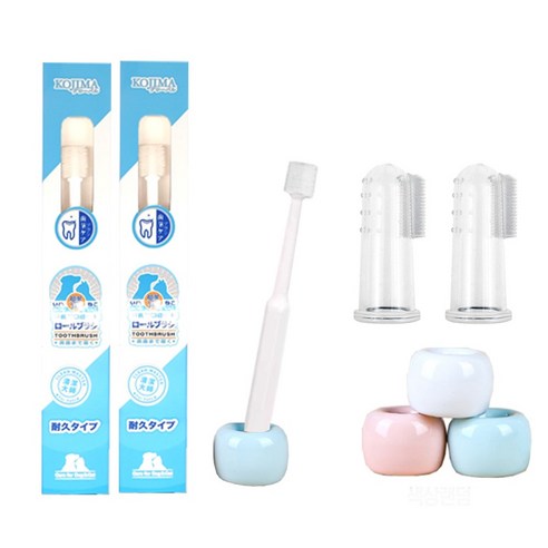 슈슈펫 반려동물 강아지칫솔, 360도 회전 원형 칫솔 2개+칫솔키트세트, 1개, 화이트