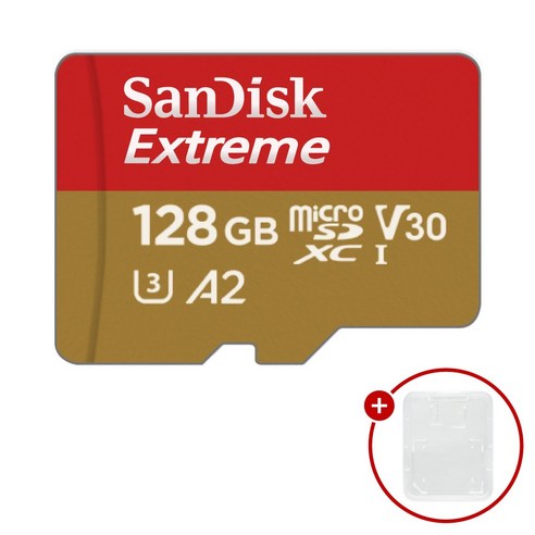 샌디스크 마이크로SD카드 Extreme 익스트림 SDSQXA + SD카드 케이스, 1개, 128GB