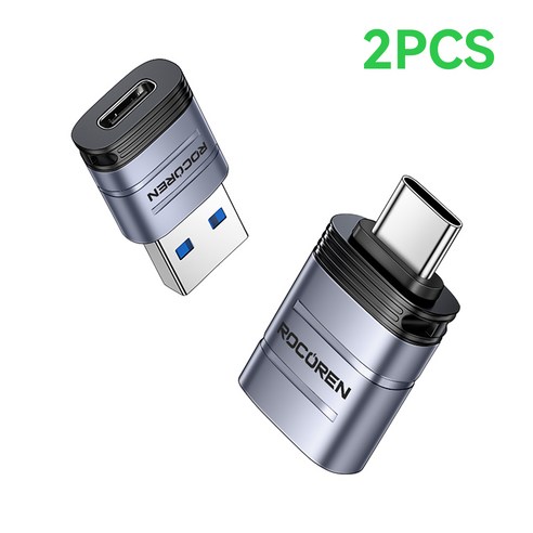 ROCOREN USB 3.2 C타입-A타입 OTG 변환 젠더 USB C OTG 어댑터 유형 C Male - USB Femable 변환기 (2PCS), 2개, A TO C and C TO A