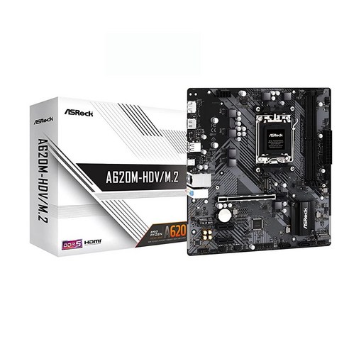 ASRock A620M-HDV/M.2 AMD 소켓 AM5 Ryzen 7000 시리즈 프로세서 지원