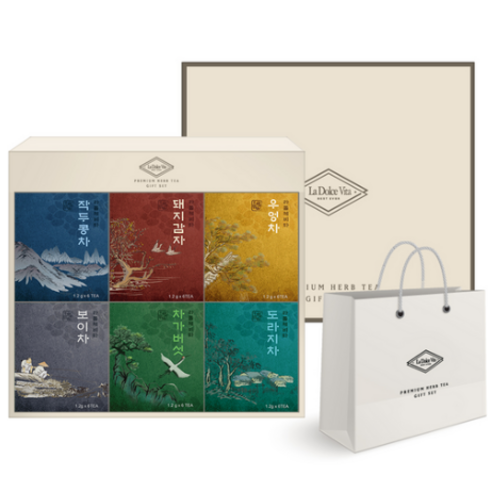 라돌체비타 프리미엄 전통차 선물세트 + 쇼핑백, 전통차 6종 + 쇼핑백, 1세트