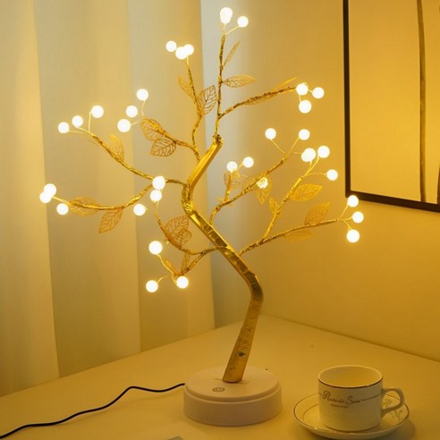 city sky LED 감성 나무 테이블 장식 조명 무드등, 벚꽃 나무 USB타입