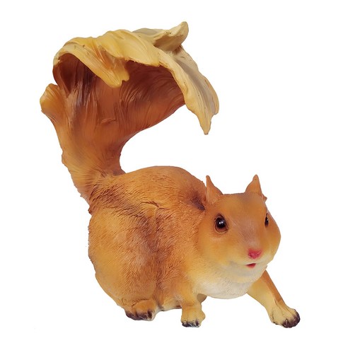 WJSHOP 현실적인 다람쥐 입상 정원 조각 장식, 브라운 리프팅 꼬리, 설명, 수지