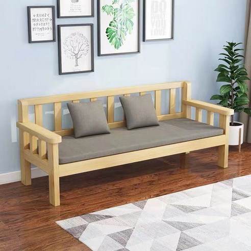 나무 소재 3인용 벤치와 패브릭 소파 세트, 적갈색, 160 x 52 cm 원목쇼파만들기 나무 소재 3인용 벤치와 패브릭 소파 세트, 적갈색, 160 x 52 cm 원목쇼파만들기