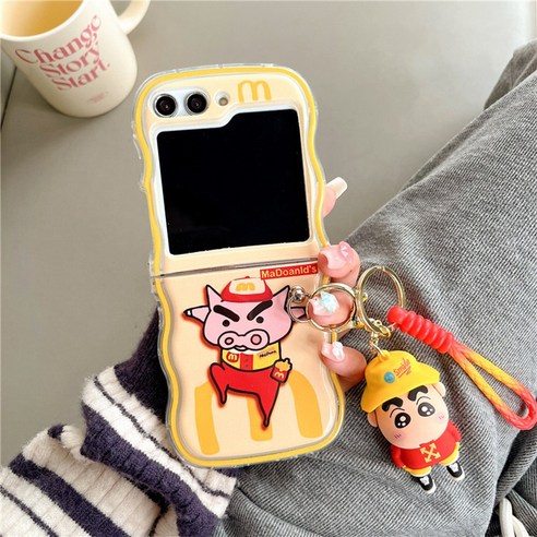  CASEJ Z플립3 맥도날 감튀 부리부리 대마왕 짱구 웨이브케이스: 짱구와 감튀의 재미있는 결합