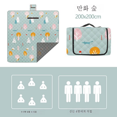 DFMWI.피크닉 매트.Picnic mat.--봄나들이 피크닉 매트 방습 매트 아웃도어 매트 휴대용 방수 피크닉 평 피크닉 인스풍, 초음파 만화 숲 2 × 2 M