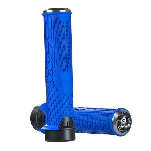 BMX 핸들 바 그립 - 잠금에 이중 잠금 - 산악 자전거 스턴트 스쿠터용, 138x22x22mm, 고무 알루미늄, 블루