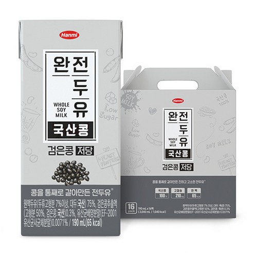 한미 완전두유 국산콩 검은콩 저당 190ml, 64개