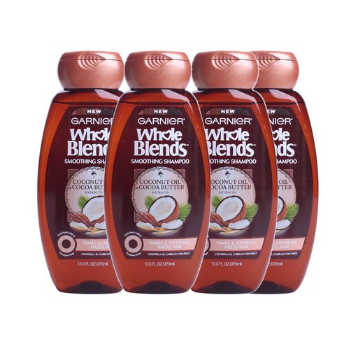 가르니에 홀 블렌드 스무딩 샴푸 코코넛 오일 & 코코아 버터, 370ml, 4개