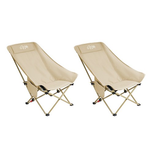 아웃도어 3단 조절 접의자 달의자 캠핑 접이식 의자 휴대용 낚시 의자 2P세트, 2개, 카키