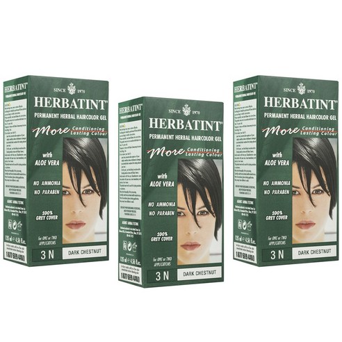 허버틴트 퍼머넌트 헤어컬러 젤 135ml, Dark Chestnut, 3개