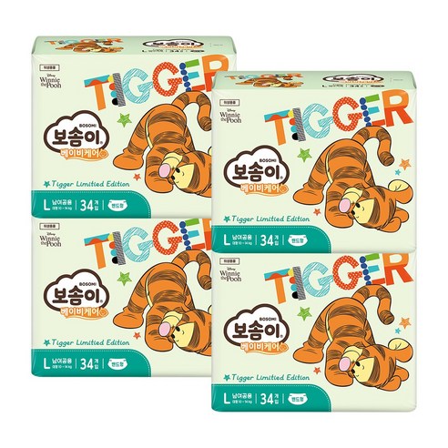 보솜이 베이비케어 티거 밴드형 기저귀 대형(10~14kg), 136매