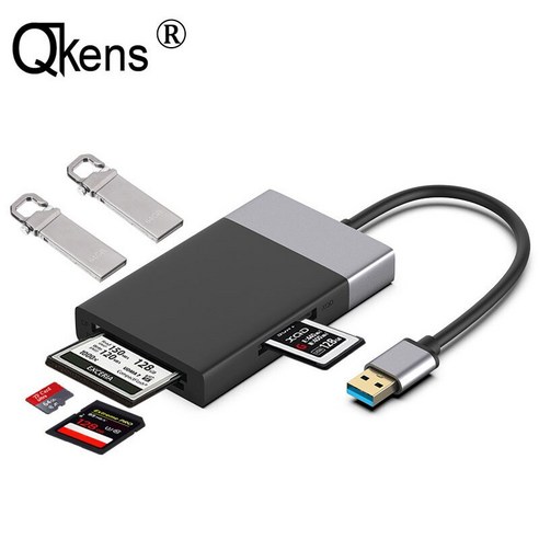 6In1 PC 메모리 카드 리더 USB 3.0 2 포트 허브 어댑터 XQD CF 컴팩트 플래시 TF 마이크로 SD 및 U 디스크 드라이브 읽기 cf타입b소니