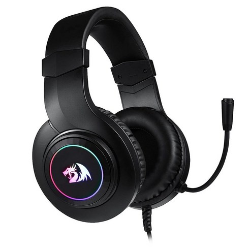 마이크가 있는 Redragon H260 RGB 게임용 헤드셋 유선 PS4 PS5 PC 및 노트북과 호환 가능(검정색), Black, 01 블랙., 블랙.