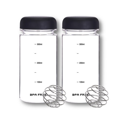 위드 쉐이커보틀 눈금물병 트라이탄 2P, 2개, 350ml, 블랙