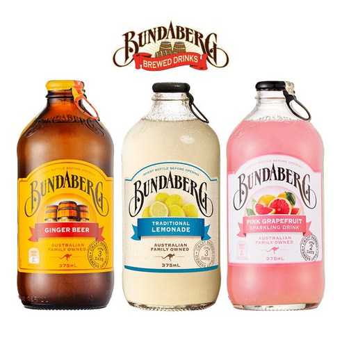 분다버그 3종믹스 핑크자몽4병+진저비어4병+레몬에이드4병, 12개, 375ml