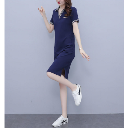 에버리씽 여성 카라넥 반팔 폴로 미디 원피스: 여름철에 완벽한 편안함과 스타일