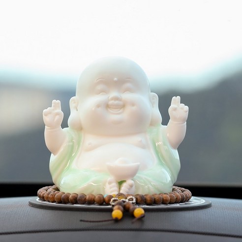 부처님 동상 해피 포춘 Maitreya 부처님 성격 부처님 크리 에이 티브 자동차 인테리어 자동차 장식, 하나, 해피 부처님 푸른 유약