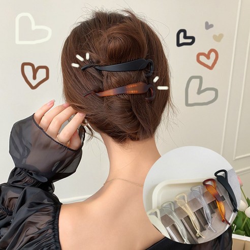 당신의 스타일을 완성하는 마법, 트렌디 납작 일자 바나나 집게핀 6p 세트 납작집게핀