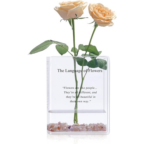 Book Vase for Flowers Home Décor Artistic and Cultural Flavor Decorative Acrylic Clear Vase for Home, 2) Transparent