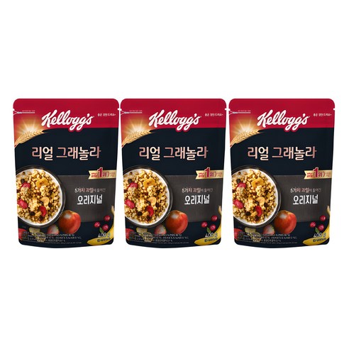 켈로그 리얼 그래놀라 시리얼 오리지널, 400g, 3개
