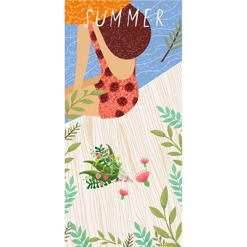 DFMEI 속건 타월 타월 극세사 폴라폴리스 수영 타월 온천가운비치타월, 해변의 미녀., 75*130cm[단면프린트]