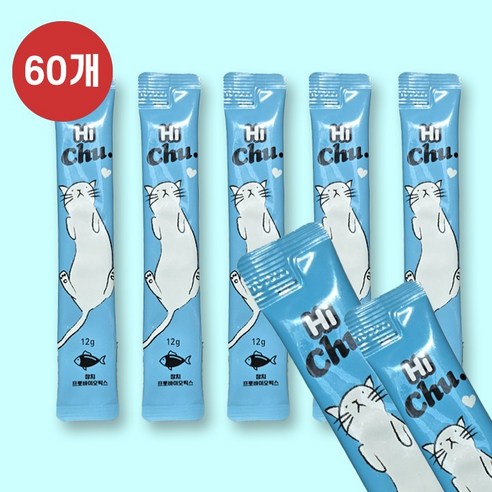 칼마 국내산 고양이 짜먹는 간식 하이츄 12g 고단백 연어/참치/닭가슴살 대용량 츄르, 60개, 참치
