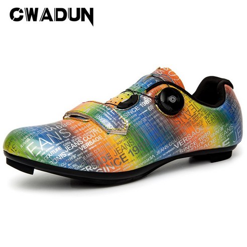 Cwadun 남녀 커플 자전거신발 사이클화 평페달, 265mm, 무지개색