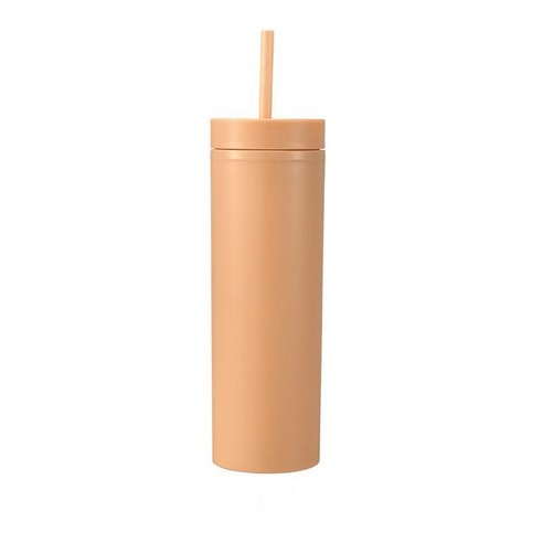 16oz 더블 AS 플라스틱 스트레이트 컵 다색 스크럽 음료 물컵, 얕은 커피, 501-600ml