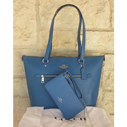 코치 COACH 갤러리 밝은 파란색 가죽 토트 백 또는 2피스 가방 팔찌 코치 더스트 백 사첼