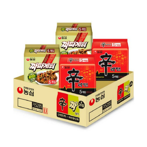 농심 신라면 5p x 2개 + 짜파게티 5p x 2개 세트, 1세트