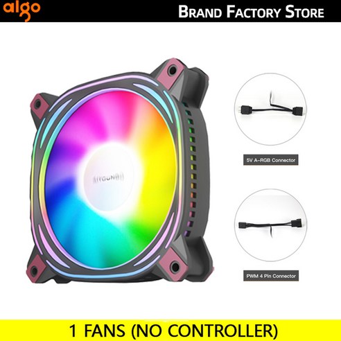 쿨링팬 냉각팬 Aigo 컴퓨터 케이스 팬 리버스 Ventoinha PC 120mm Rgb 쿨러 4 핀 PWM CPU 냉각 3 5v Argb 12cm 환풍기, [01] black 1 fan, [01] A-RGB, [01] Forward