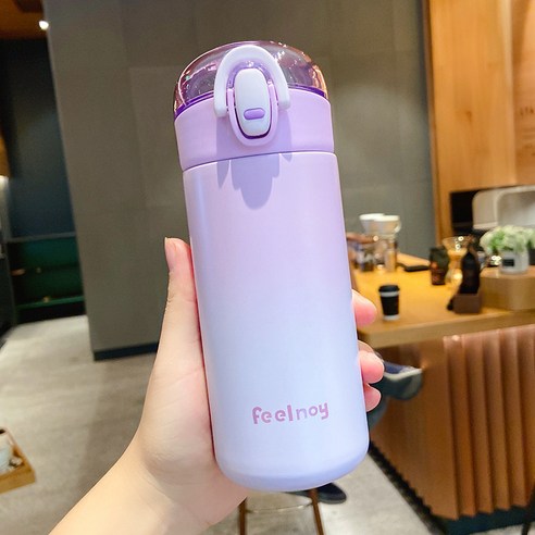 DFMEI 러블리 일본통 텀블러 여성 뷰티 304 스테인리스 물컵 심플 인스컵, 【보라색】, 340 ml.