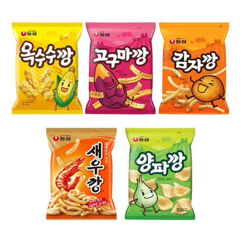 농심 옥수수깡 70g+고구마깡 83g +감자깡 75g +새우깡 90g+ 양파깡 83g세트, 1세트