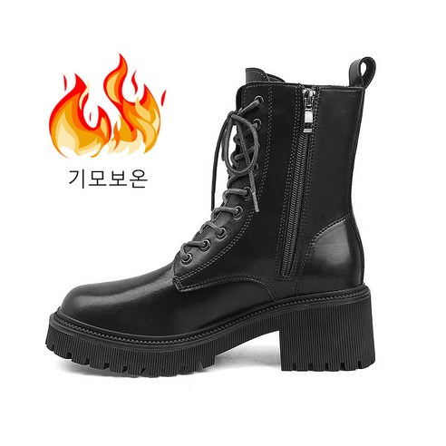 ANYOU 여자 소가죽 구두 통굽워커 하이 6cm 여성구두