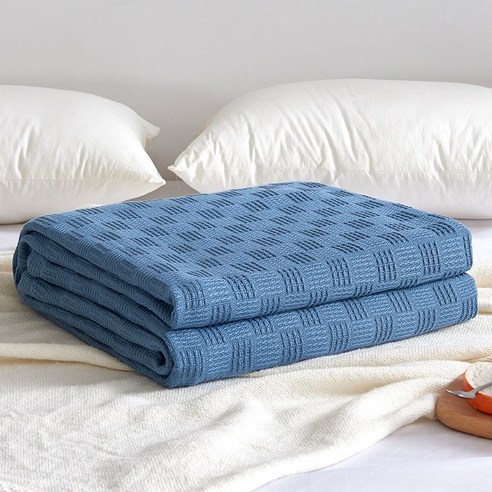 일본식 수건이 순면 거즈 담요 여름 1인용 2인용 낮잠 덮개 담요 에어컨 작은 이불 선물, 청록색