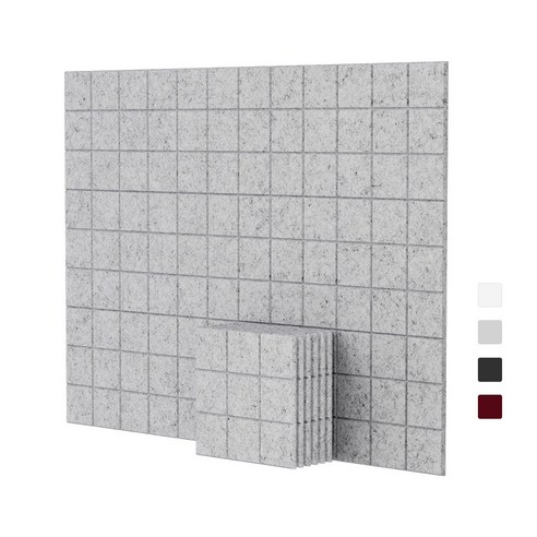 AutoGo 문소음방지 접착형 흡음판 방음판 흡음재 벽방음보드 30cm x 30cm 6p 1세트, 그레이(그리드), 6개